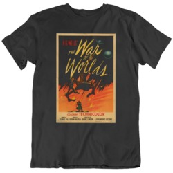 HG WELLS War of The Worlds Retro Rare Movie Poster black T Shirt