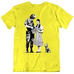 Cool Banksy Wizard of OZ Dorothy Check Point  T Shirt