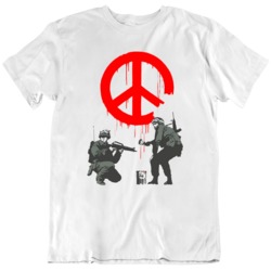 Cool Banksy Soldiers Paint Peace Sign T Shirt
