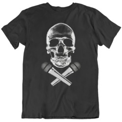 Skull and Microphones DJ Music Fan T Shirt
