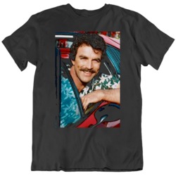 80's TV SHOW Poster Magnum PI Fan Black T Shirt