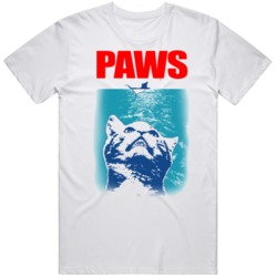 Funny Paws Jaws Parody Cat Lover   T Shirt