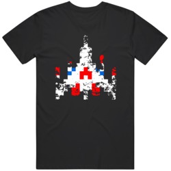 Galaga Space Ship Retro Arcade Video Game Fan Distressed T Shirt
