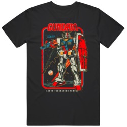 Retro Gundam Anime Manga Fan Distressed T Shirt