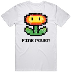 Retro Super Mario Flower Power Fire Power Distressed Video Game Fan T 