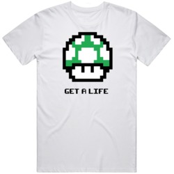 Retro Super Mario Funny 1 Up Get a Life Video Game Fan T Shirt