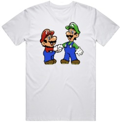 Retro 80s Super Mario Game Mario and Luigi Video Game Fan   T Shirt