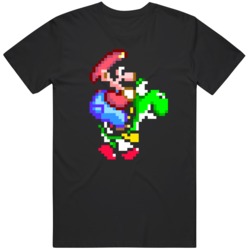 Classic Video Game Super Mario World Mario and Yoshii Fan  T Shirt
