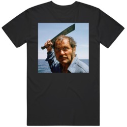 Retro 70s Classic Jaws Captain Quint Machete Movie Fan   T Shirt