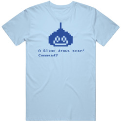 Dragon  Quest A Slime Approaches Video Game Fan  T Shirt