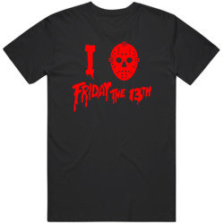 I Love Friday The 13th  Crystal Lake Hockey Mask  Jason Movie Fan    T