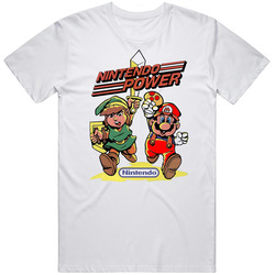 Nintendo Power Mario & Link  Retro Cool Fan  T Shirt