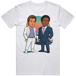 Sonny Crockett And Ricardo Tubbs Vintage Retro Caricature V2  T Shirt