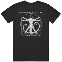 Xenomorphus Perfectus Alien Vitruvian Man T-Shirt  Sci-Fi Horror Art Tee, Da Vinci Mashup v2 T Shirt