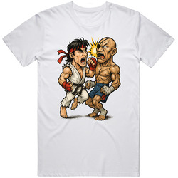 Ryu Vintage Retro Caricature Sagat Uppercut  Video Game   T Shirt