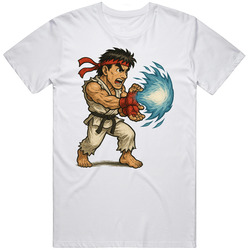 Ryu Vintage Retro Caricature Fireball Video Game T Shirt