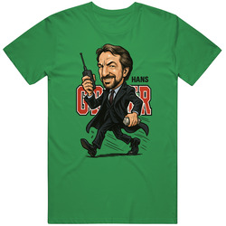 Classic 80s 90s Christmas Movie Hans Gruber Caricature Die Hard Fan T Shirt
