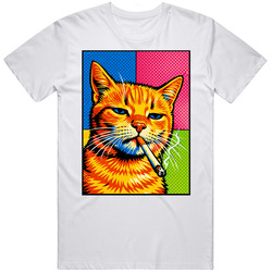 Cat Smoking Cigarette Cat Lover Meme POP ART Funny Unisex Great Gift Idea T Shirt