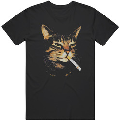 Funny Smoking Cat Retro 90S Graphic Cigarette Kitten Meme T Shirt