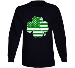 Irish American Flag Vintage Shamrock St Patrick's Day Men's Long Sleeve T Shirt