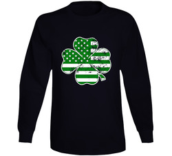 Irish American Flag Vintage Shamrock St Patrick's Day Distressed Long Sleeve T Shirt