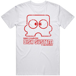Famicom Disk Logo Retro Nintendo Tee Mario Zelda Snes Nes 8 Bit System Distressed T Shirt