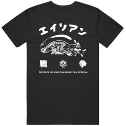 Japanese Alien Graphic  Retro Xenomorph Face Hugger Sci-Fi Movie T Shirt