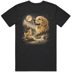 Golden Retriever Howling to the Moon Vintage Dog Mom Cool Fan Gift T Shirt