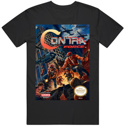 Cool Classic Contra Force NES Retro Game Box Art  Cover Fan T Shirt
