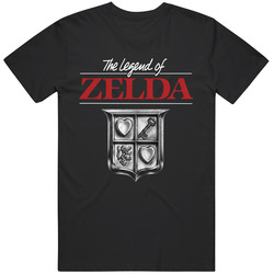 Cult Classic Legend Of Zelda Video Game Crest and Crimson Fan T Shirt