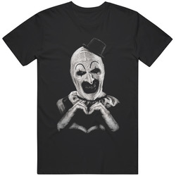 Classic Horror Character Art The Clown Terrifier Heart Hands Movie Fan T Shirt