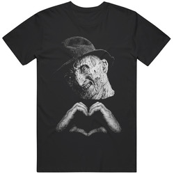 Cult Classic Horror Character Freddy Krueger Heart Hands Movie Fan T Shirt