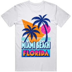 Cool Miami Beach Florida Retro Palm Tree Beach Gift Souvenir T Shirt