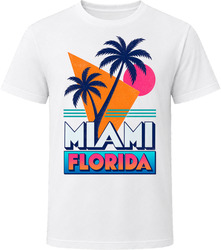 Miami Florida Retro 80s Beach Palm Tree Vacation T Shirt
