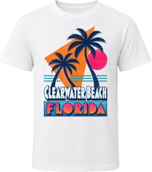 Clearwater Beach Florida Retro 80s Neon Beach Summer Vacation T Shirt