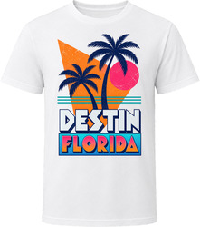 Destin Florida Retro 80s Beach Palm Tree Vacation T Shirt
