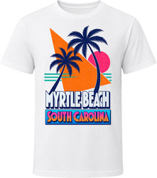 Myrtle Beach South Carolina Retro 80s Beach Palm Tree Vacation T Shirt