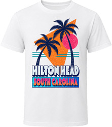 Hilton Head South Carolina Vintage 80s Beach Sunset Souvenir T Shirt