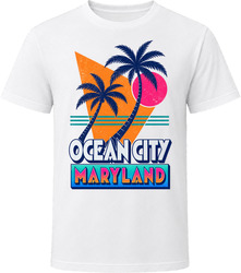 Ocean City Maryland Retro 80s Neon Beach Summer Vacation T Shirt