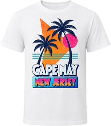 Cape May New Jersey Vintage 80s Beach Sunset Souvenir T Shirt