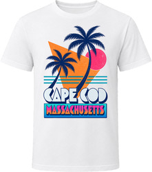 Cape Cod Massachusetts Retro Palm Tree Beach Vacation Gift T Shirt
