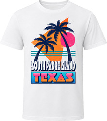South Padre Island Texas Retro 80s Beach Palm Tree Vacation T Shirt