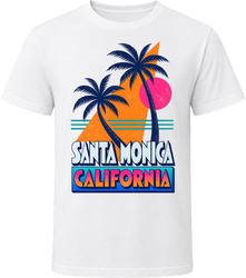 Santa Monica California Retro 80s Neon Beach Summer Vacation T Shirt