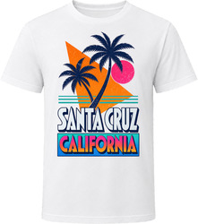 Santa Cruz California Retro Palm Tree Beach Vacation Gift T Shirt