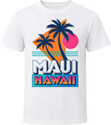 Maui Hawaii Retro 80s Neon Beach Summer Vacation T Shirt