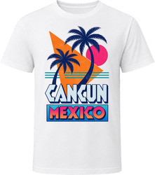 Cancun Mexico Retro 80s Beach Palm Tree Vacation T Shirt