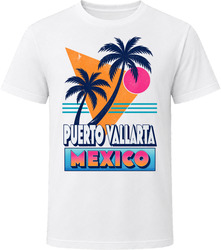 Puerto Vallarta Mexico Retro Palm Tree Beach Vacation Gift T Shirt