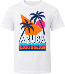 Aruba Caribbean Retro Palm Tree Beach Vacation Gift T Shirt