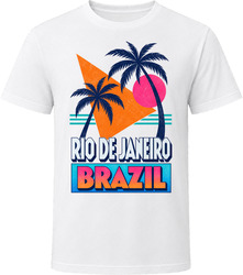 Rio de Janeiro Brazil Retro 80s Neon Beach Summer Vacation T Shirt