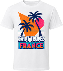 Saint Tropez France Retro 80s Neon Beach Summer Vacation T Shirt